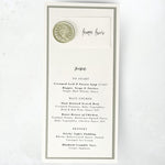 handmade sage wax seal printed individual menu place card