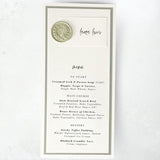 handmade sage wax seal printed individual menu place card