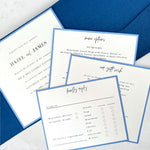 Ailsa pocketfold invite with personalised custom menu tick off rsvp options handmade by zara dumfries