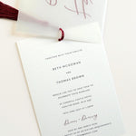 Close up image of beth wedding invite postcard