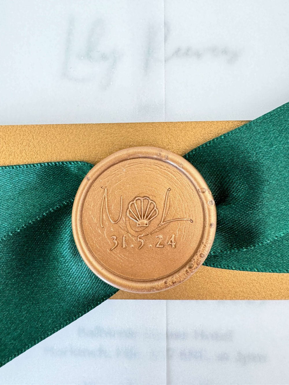 custom design gold wax seal for wedding invitation