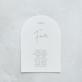 emma arched sage green personalised table plan card 