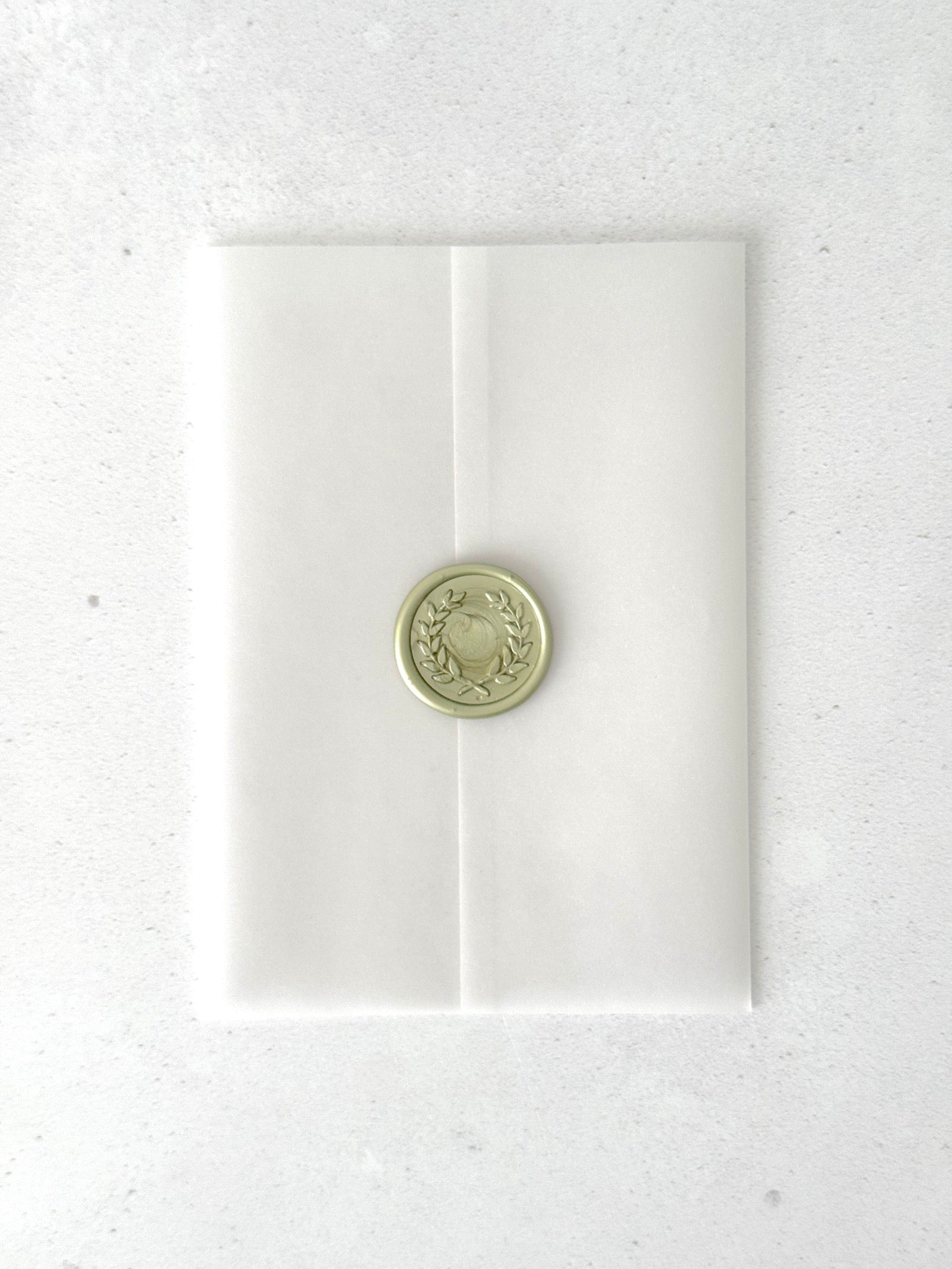 see through vellum paper wrap for wedding invite with handmade wax seal