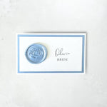 wax seal place card dusty blue