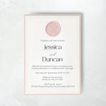 lyn evening invite with pink wax seal