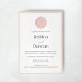 lyn evening invite with pink wax seal