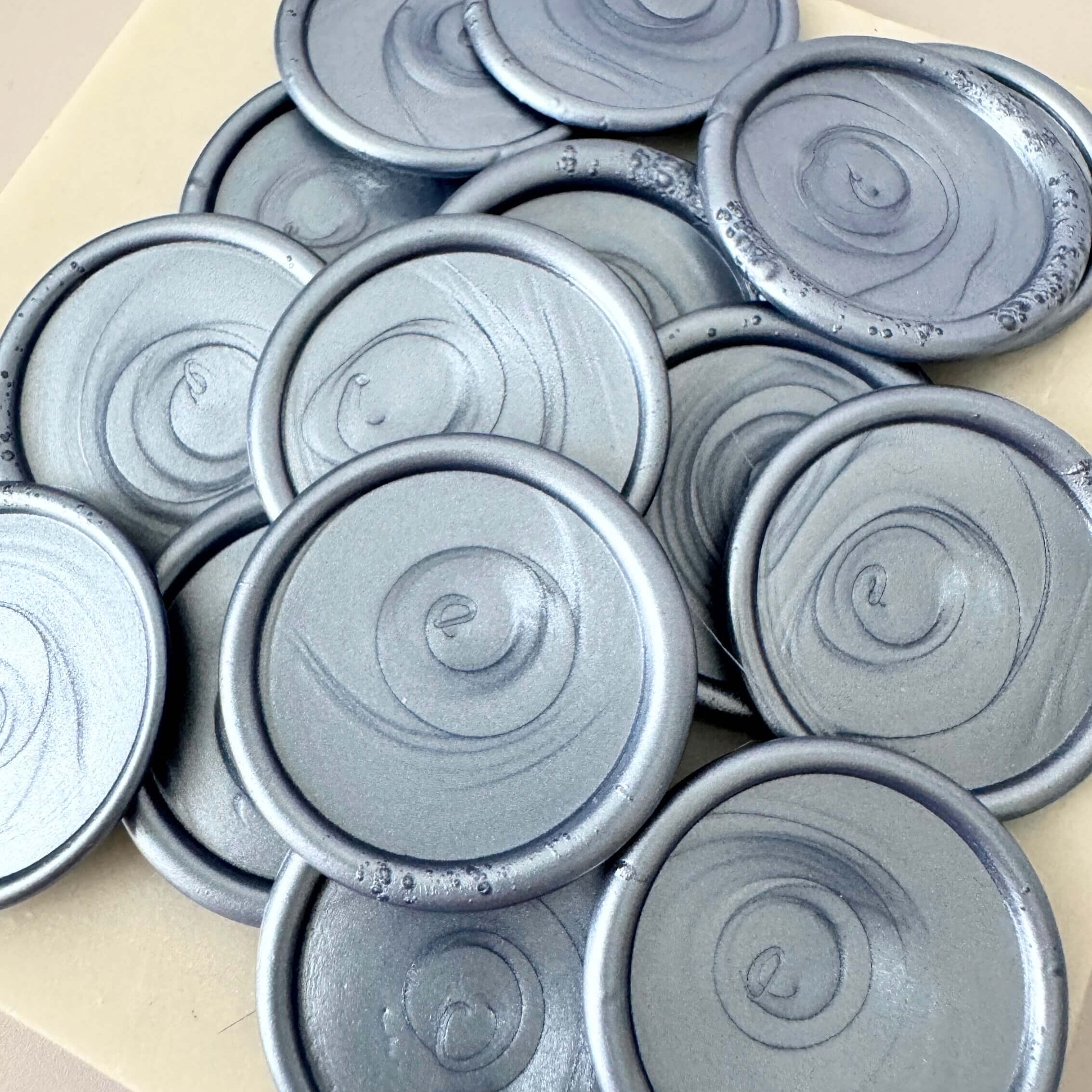 silver blue peel and stick wax seals handmade by zara