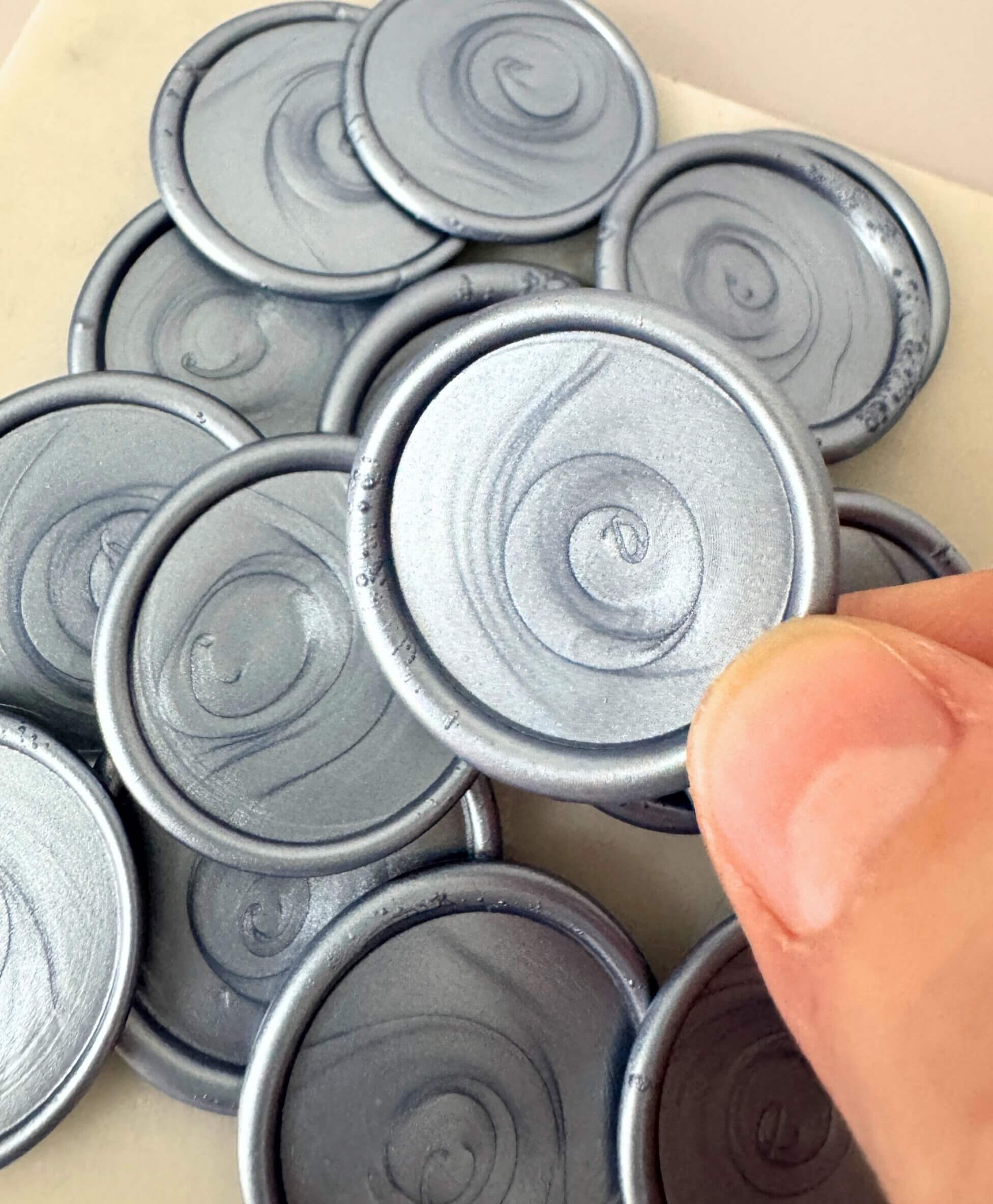 silver blue self adhesive wax seals for envelopes, stationery, or DIY brides