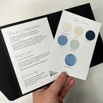 swatch pack of card colours and wax seal for wedding invitations Handmade by Zara