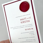 zoe minimalist evening invite with wax seal handmade by zara dumfries