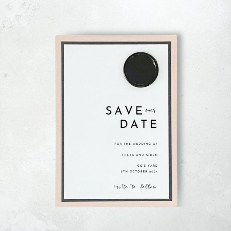 zoe modern wax seal save the date card handmade by zara dumfries scotland