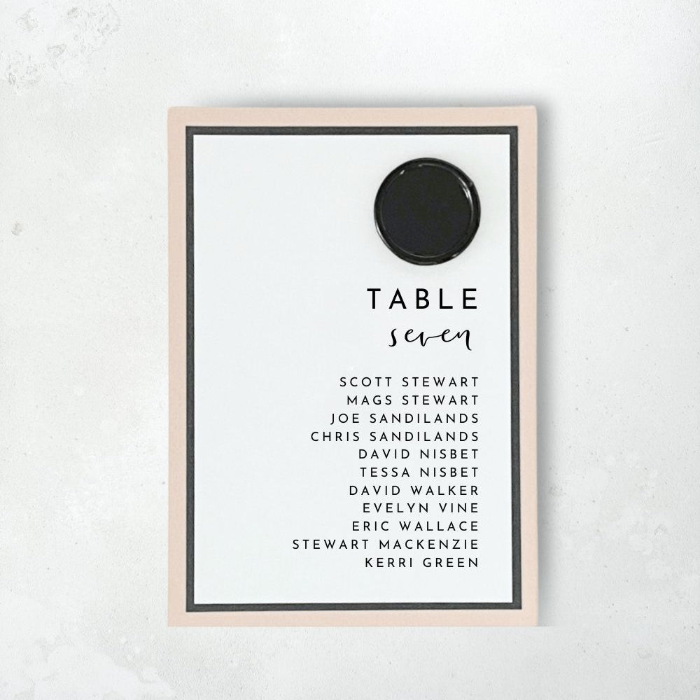 Zoe small table plan cards modern minimalist on the day wedding stationery